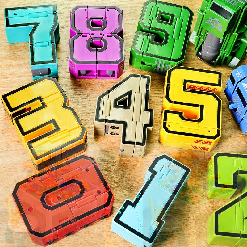 【一个数字变形】加大数字男孩益智玩具机器人字母变形早教学习