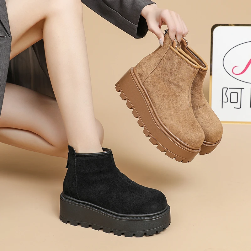 【拉拉专属】阿比让时尚潮流百搭加绒加厚底保暖厚底休闲短靴1126