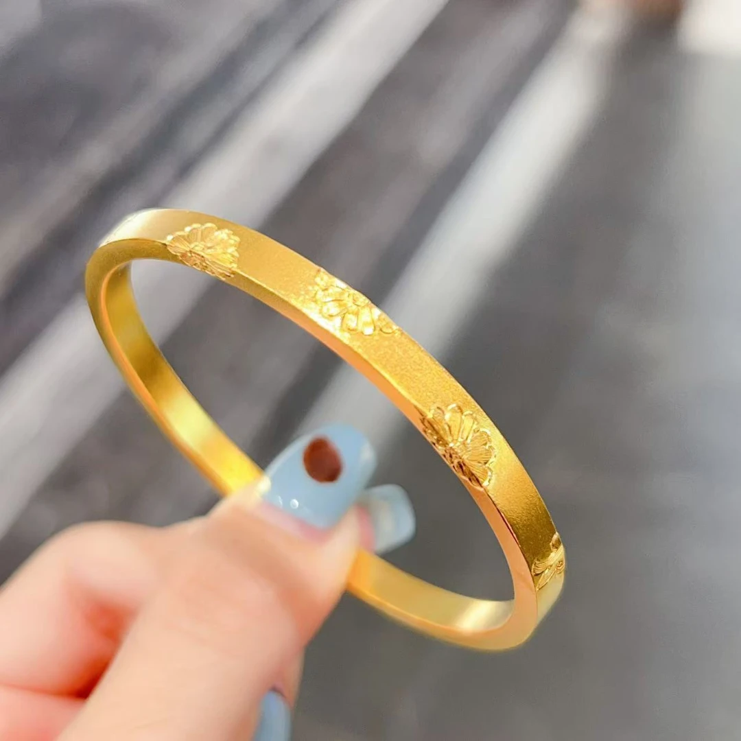 【新美源】足金999 古法工艺 落日雏菊开口手镯