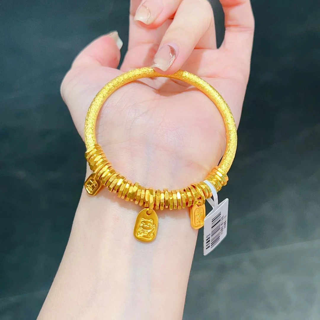 【新美源】足金999 古法工艺 腰缠万贯实心盘缠手镯（建议拍大一码）