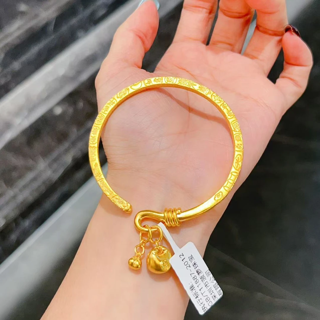 【新美源】足金999 古法工艺 绕丝胖福滴流手镯（点击选择圈口）