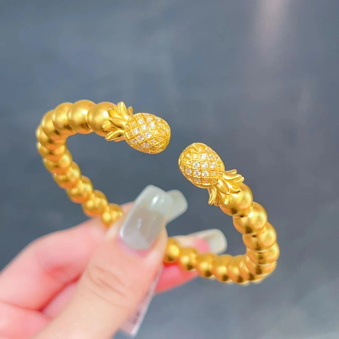 【新美源】足金999 古法工艺 精美 镶嵌菠萝手镯