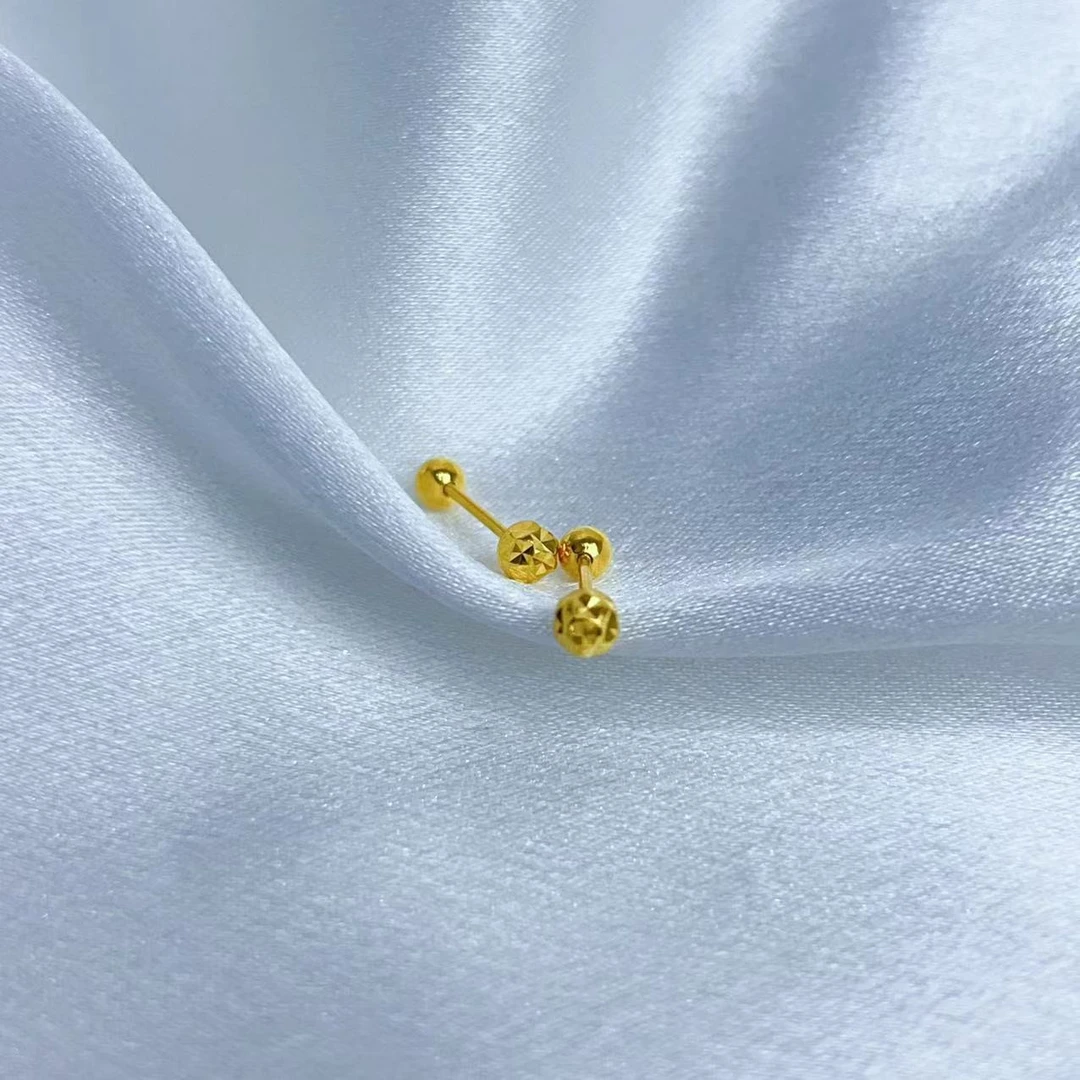 【新美源】足金999 5G工艺 车花圆珠螺丝1.32克