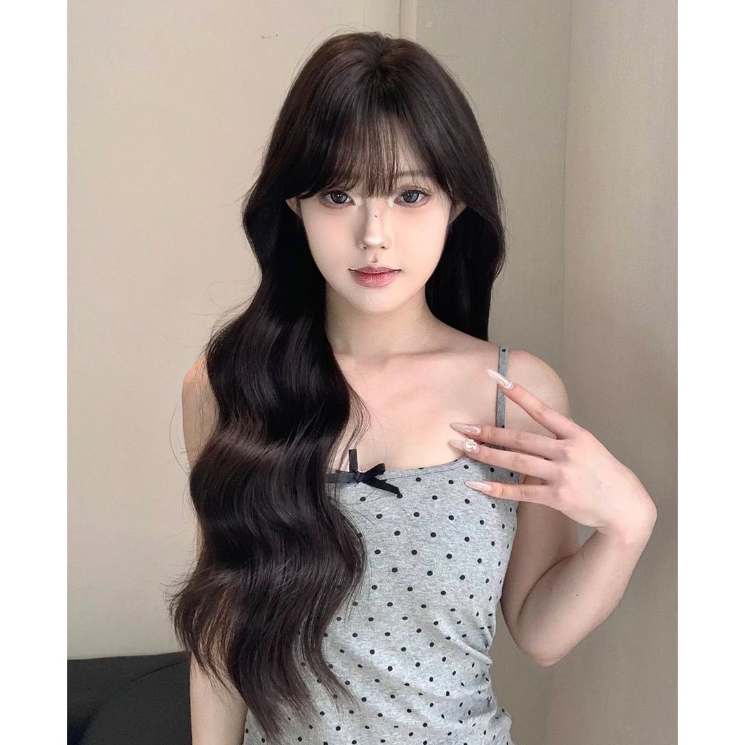 【初恋黑茶】假发女长卷发自然气质日常网红甜美lolita齐刘海全头套