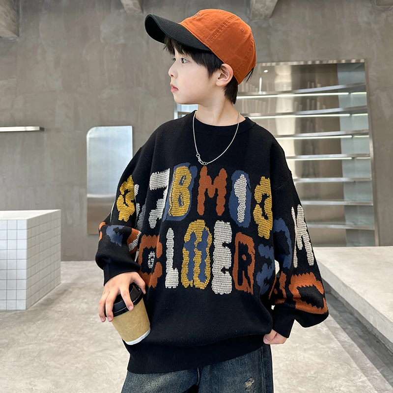 儿童装男童冬装加厚毛衣2025新款中大童秋冬款男孩冬季针织打底衫