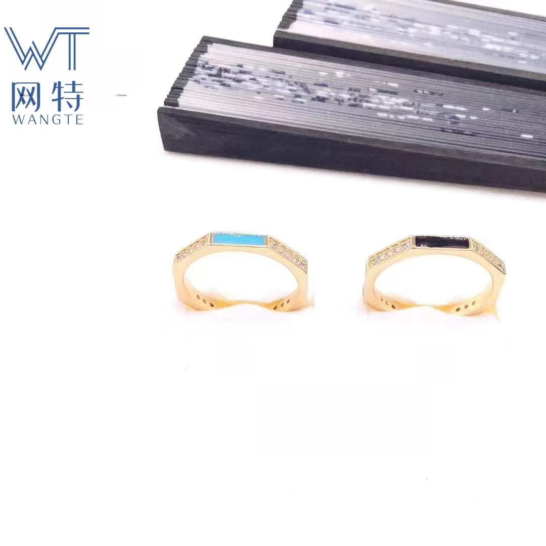 铜合金锆石戒指 日式轻奢贝壳镶钻戒指女小众设计高级感玫瑰金