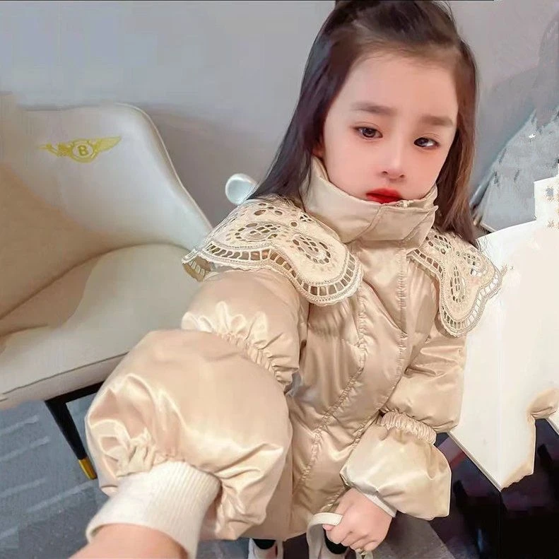 【猫猫】2023新短款娃娃领加厚棉服女儿童收腰保暖小香风洋气小JC66