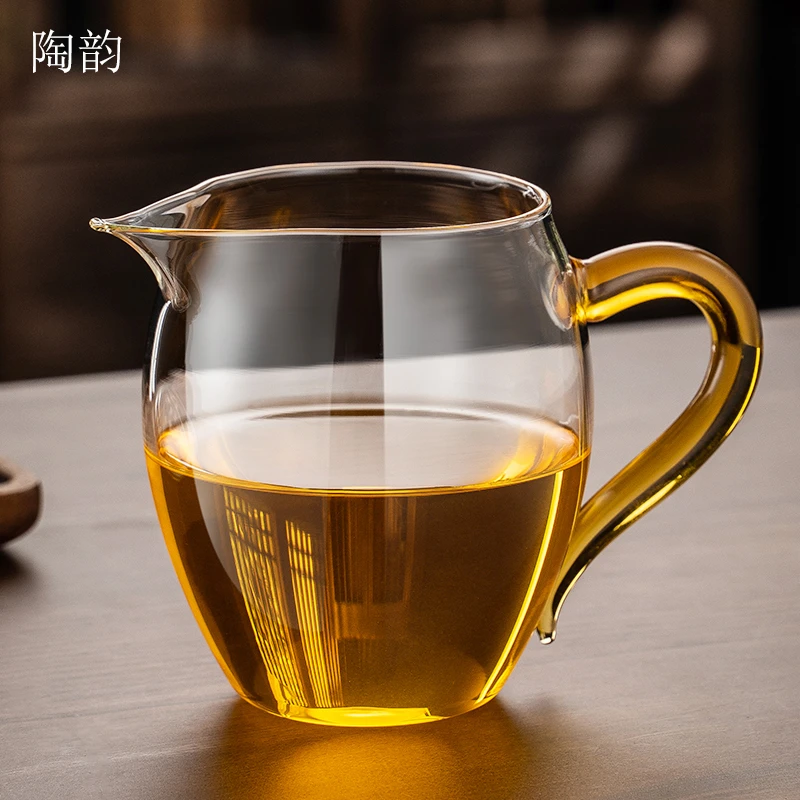 公道杯加厚耐高温彩把茶漏套装耐热家用功夫茶具配件公杯茶滤一体