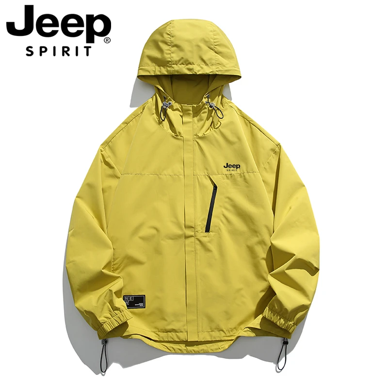 JEEP吉普防水冲锋衣外套男春秋季山系户外机能情侣风衣女士登山服