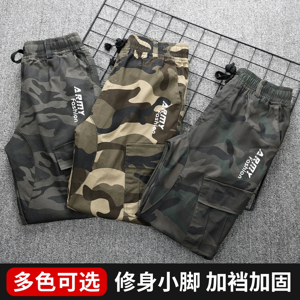 347春秋弹力棉线工装裤子舒适耐磨工作加固宽松户外多口袋小脚裤