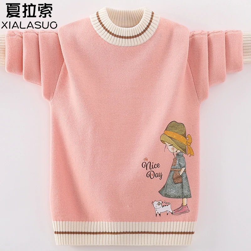 羊毛衫女童毛衣秋冬款套头中大童学生羊绒打底毛线上衣厚儿童毛衣
