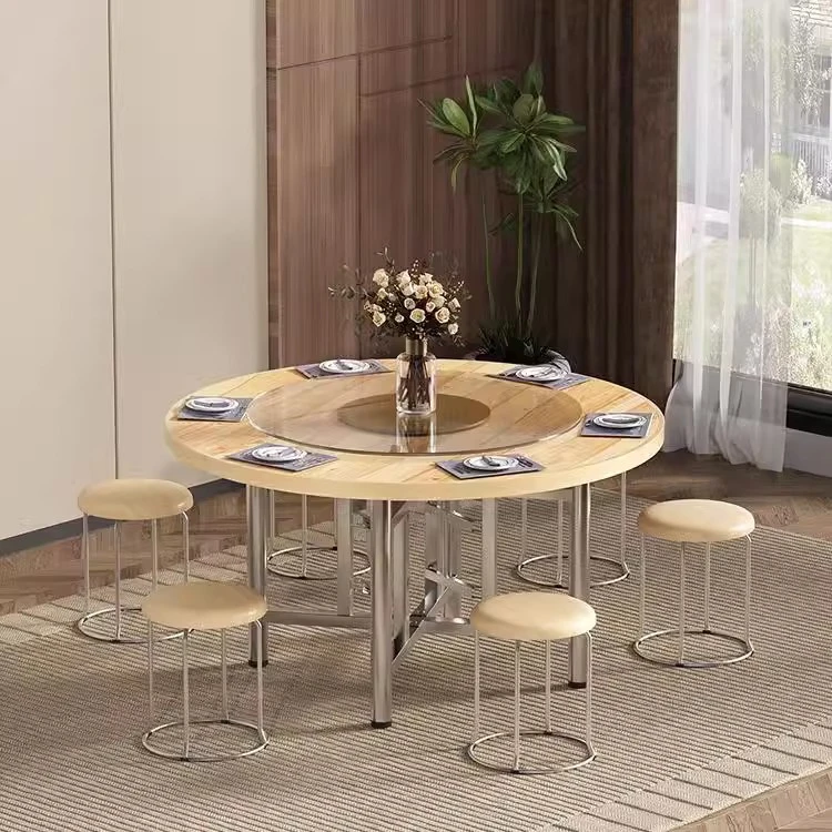 实木折叠大圆桌转盘餐桌家用10人饭店商用杉木饭桌单独桌面大桌子