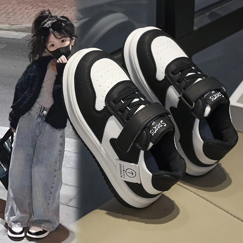 ABC女童 鞋子2025春秋新款儿童运动鞋中大童男孩皮面休闲软底板鞋