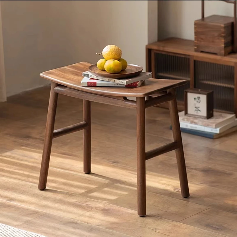 北美黑胡桃木马鞍凳 北欧极简全实木原木餐凳梳妆凳换鞋凳小板凳