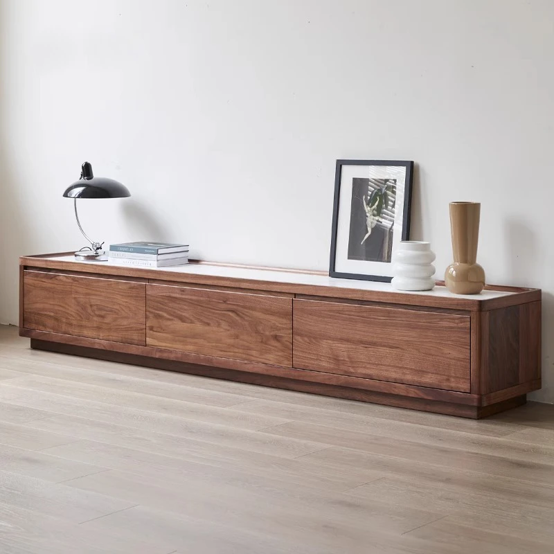 北美黑胡桃木电视柜北欧极简小户型家用客厅全实木原木储物视听柜