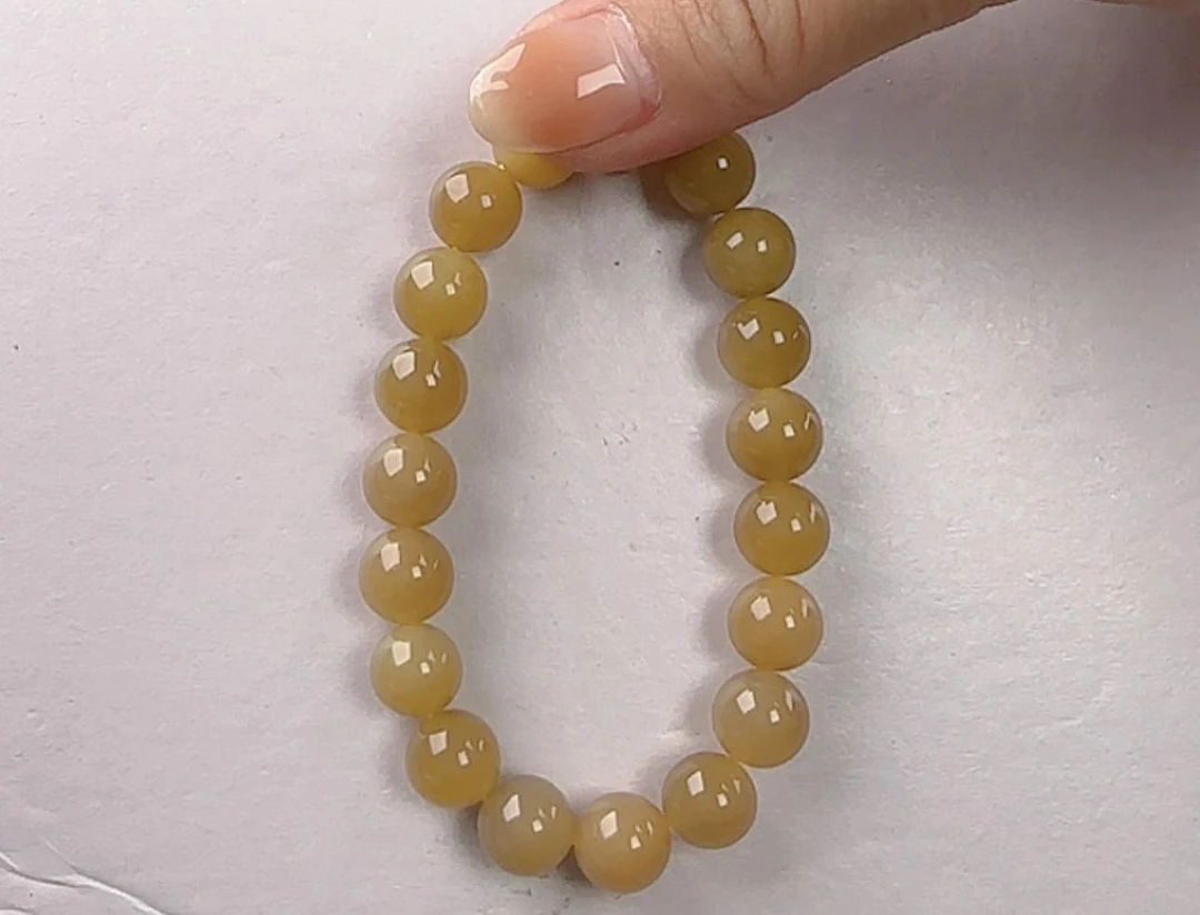 【高货】10m金糖天然和田玉手串