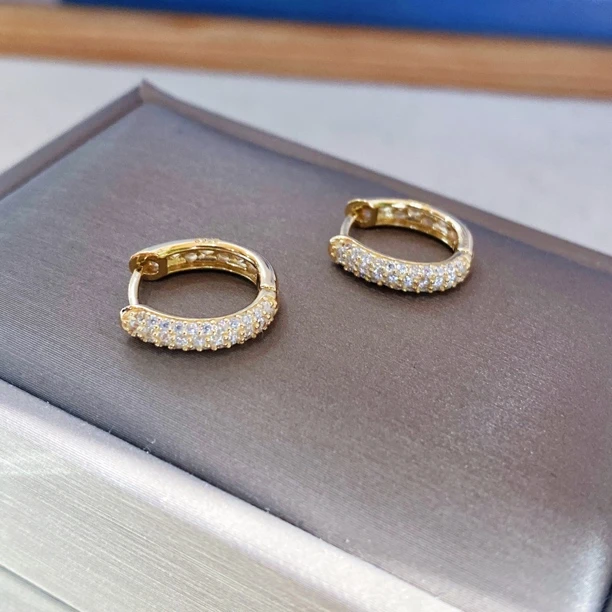 925银合成锆石耳饰 0116016微镶满锆椭圆U形耳扣