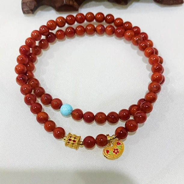 925银手链 转经筒如意元宝2圈南南(5mm)手串