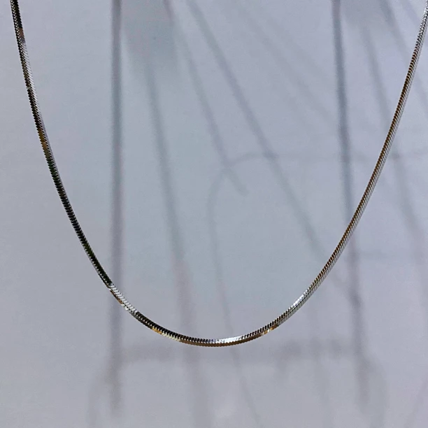 链子925银 轻奢四棱方蛇骨18585|白金色|项链粗1.5mm长40cm+5cm