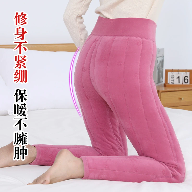 棉裤女冬季加绒加厚内穿高腰德绒保暖裤宽松绒裤加肥加大码棉毛裤