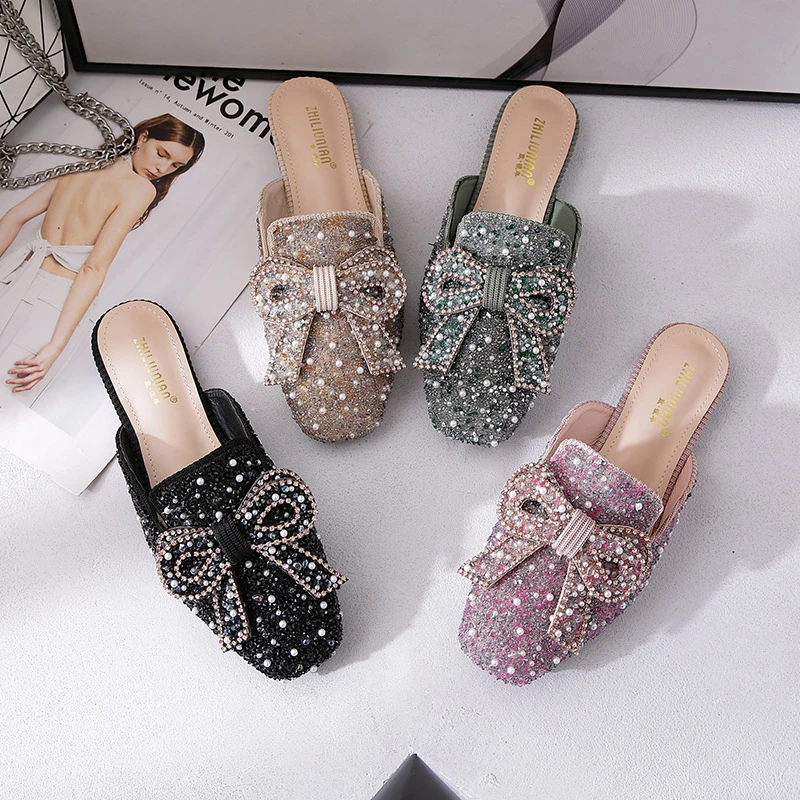 包头半托鞋女夏外穿时尚平底凉拖鞋软底网红懒人鞋大码女鞋41--43