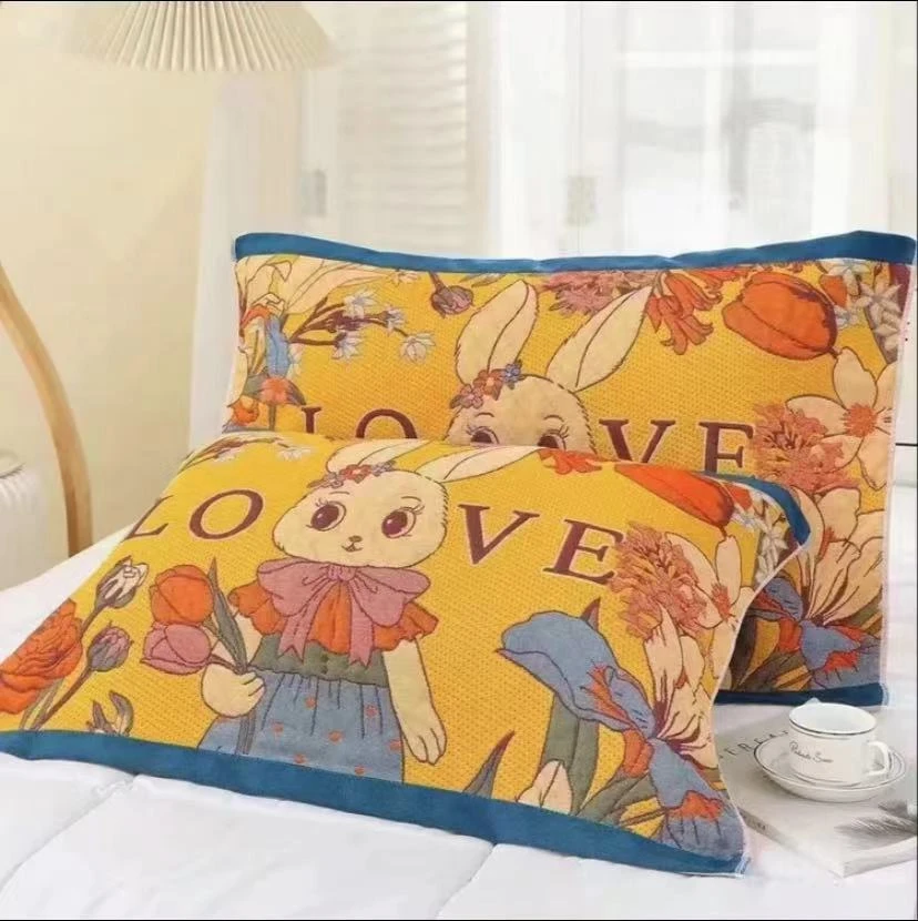 【LOVE兔枕巾】 52cm x 78cm纱布枕巾加厚吸汗柔软成人提花