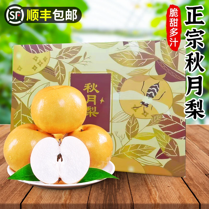 【顺丰|礼盒】正宗莱阳秋月梨6-9个香甜新鲜水果雪梨单果8两秋梨