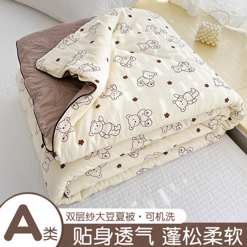 双层纱大豆夏被空调被非纯棉全棉夏季夏凉被被芯可机洗水洗薄被子