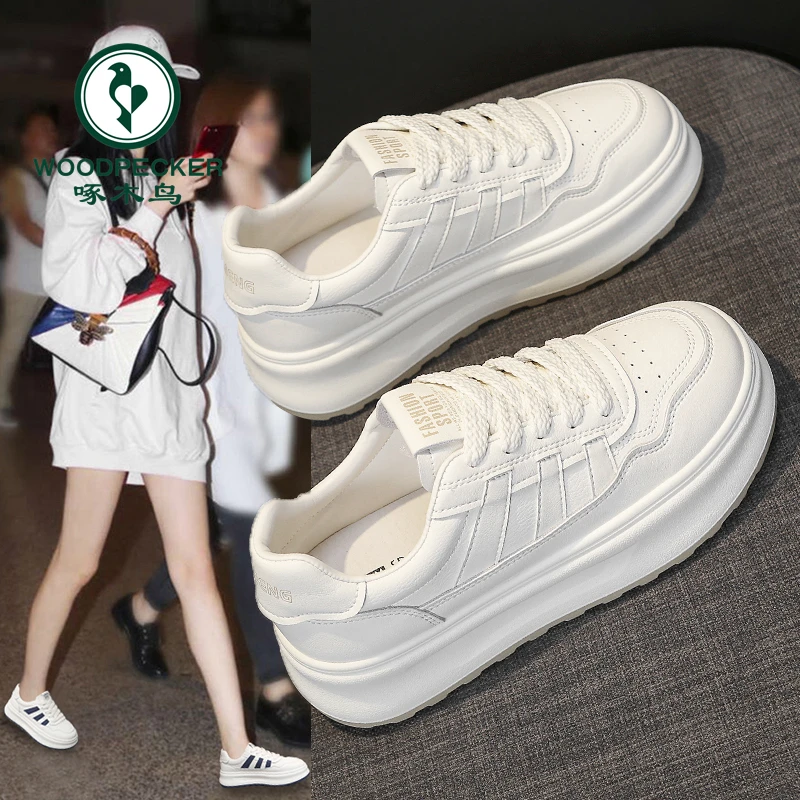 啄木鸟厚底松糕小白鞋女2024夏季新款百搭时尚休闲运动鞋学生板鞋