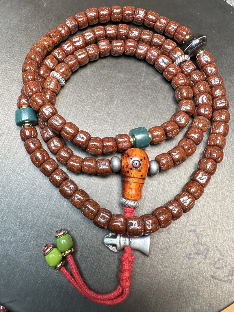 老金刚菩提108串纯手工把捻满搭配藏式风油性大光气自然包浆醇厚