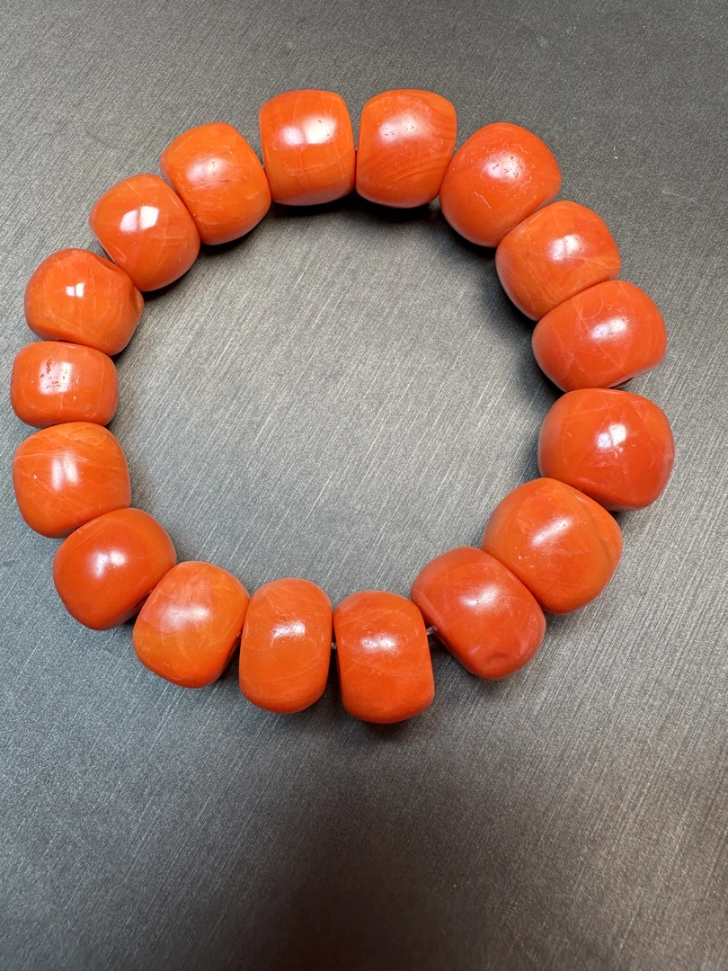 南红玛瑙手串柿子红大小均匀桶珠——先鉴后发