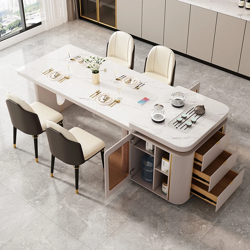 轻奢家用桌椅简约方形餐厅意式可移动储物可伸缩隔断两用餐桌