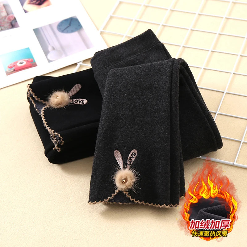 2023年冬季儿童厚绒时尚女童经典百搭加绒加厚喇叭裤洋气打底长裤