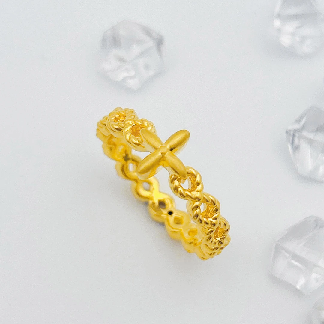 【优加】足金999 十字花戒指1.43 19圈口