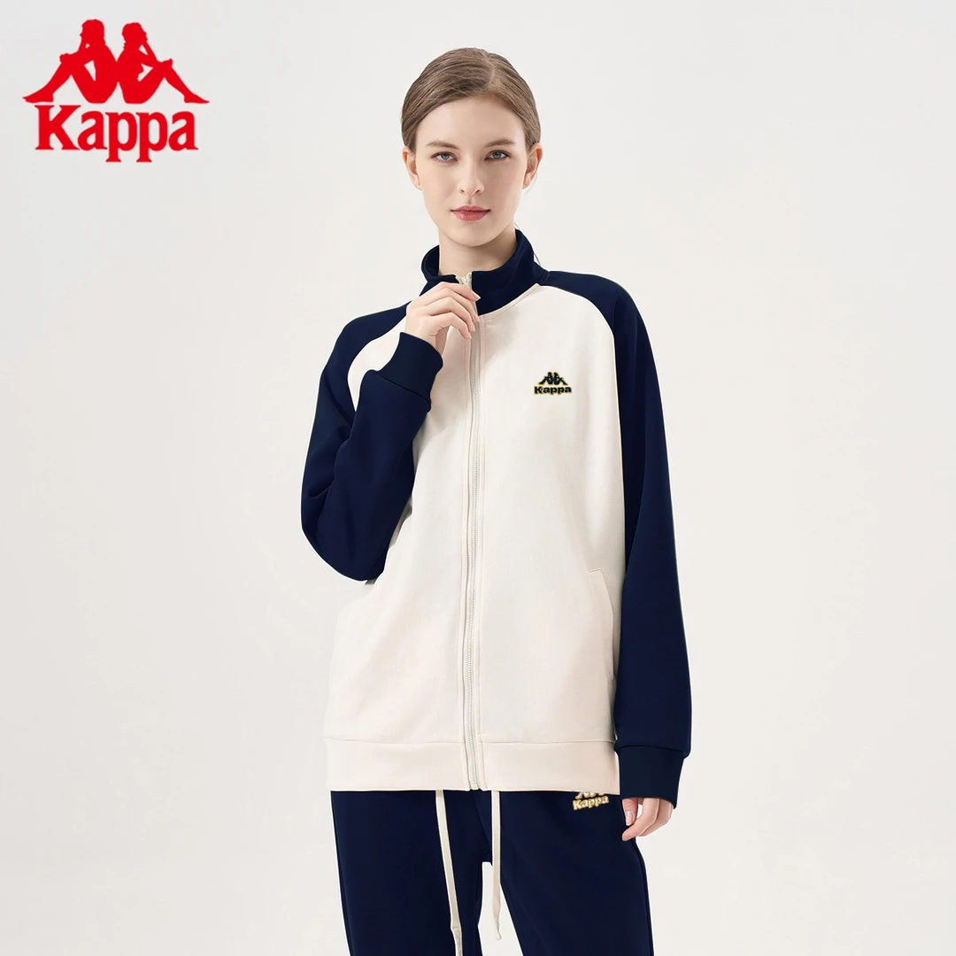 KAPPA秋冬季新款男女百搭保暖情侣宽松撞色开衫外套家居套装-STKK