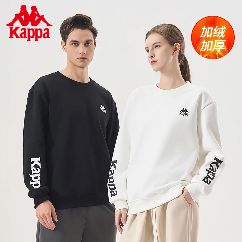 KAPPA/背靠背圆领上衣男女秋冬季加绒情侣休闲长袖宽松家居衣服TZ