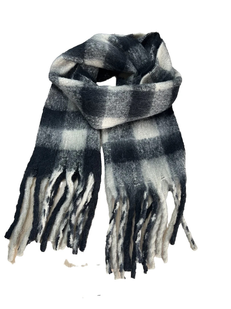 TLUX高级感黑白格加长加厚围巾