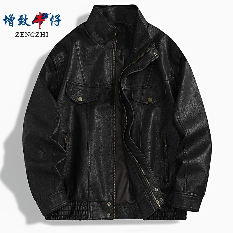 日系复古怀旧水洗夹克立领插肩袖美式休闲风宽松经典百搭外套Z606