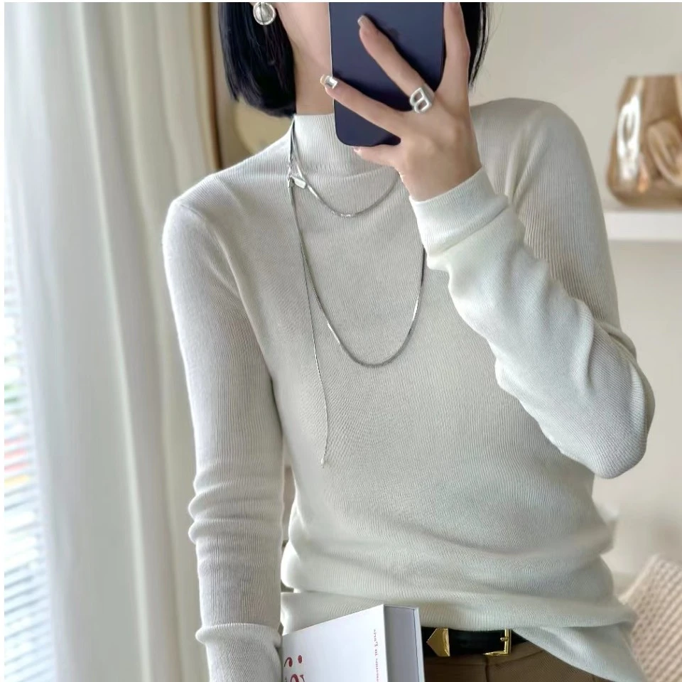 【岳文丽】秋季女款冷暖色内搭修身打底衫