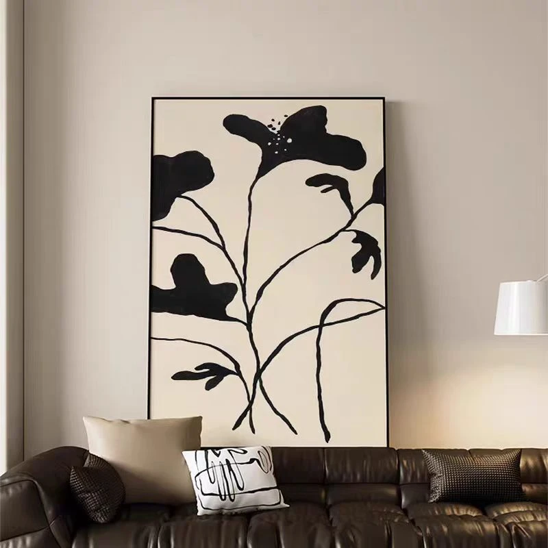 【如故】抽象典雅客厅沙发背景玄关高级质感磨砂哑光手工砂岩肌理画