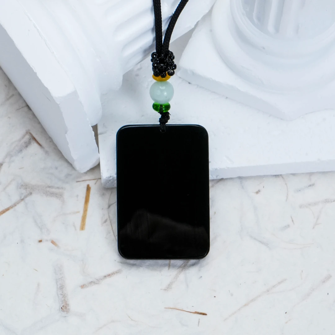 Y-474 和田玉 天然青玉无事牌吊坠 主石：32*47mm