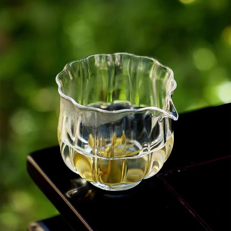 高硼硅透明花型精致公道杯茶海