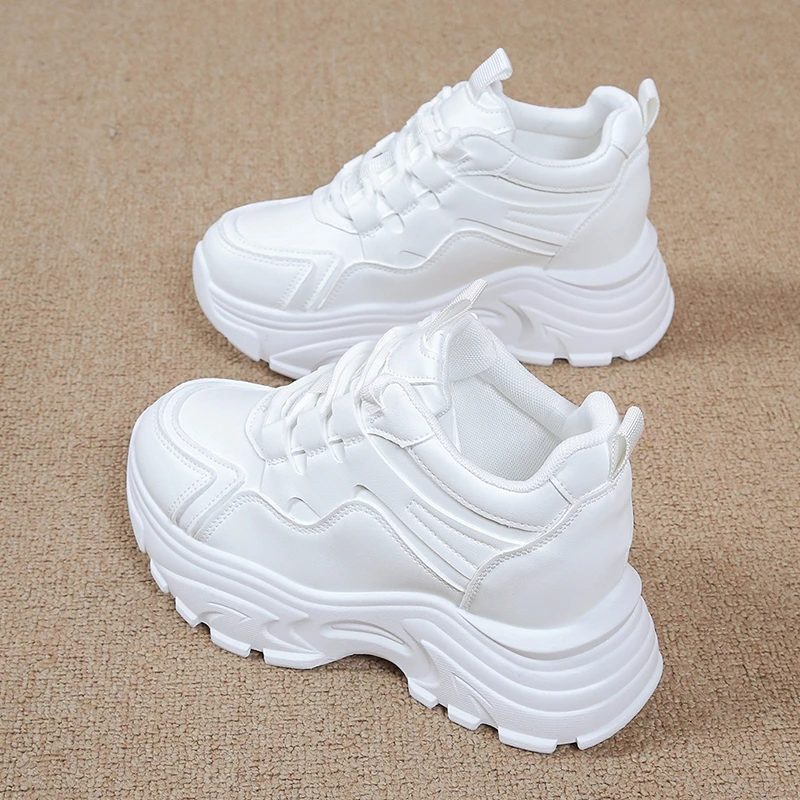 厚底韩版老爹鞋ins女2023四季小白鞋内增高8厘米网红女士小白鞋