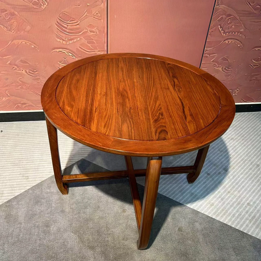 乌金木新中式套装组合圆形餐桌茶桌咖啡桌两用家阳台用方几茶几