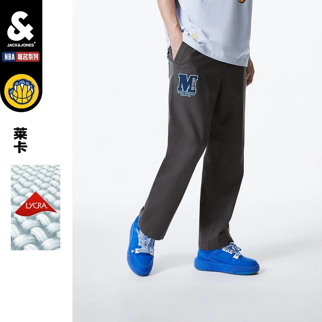 杰克琼斯秋冬新款NBA联名灰熊队男士抽绳舒适潮流百搭运动休闲裤