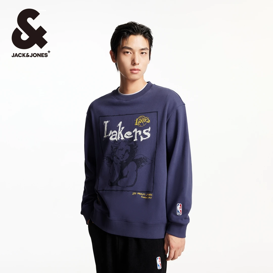 杰克琼斯冬季新款NBA联名湖人队休闲美式打底衫高街舒适卫衣男装