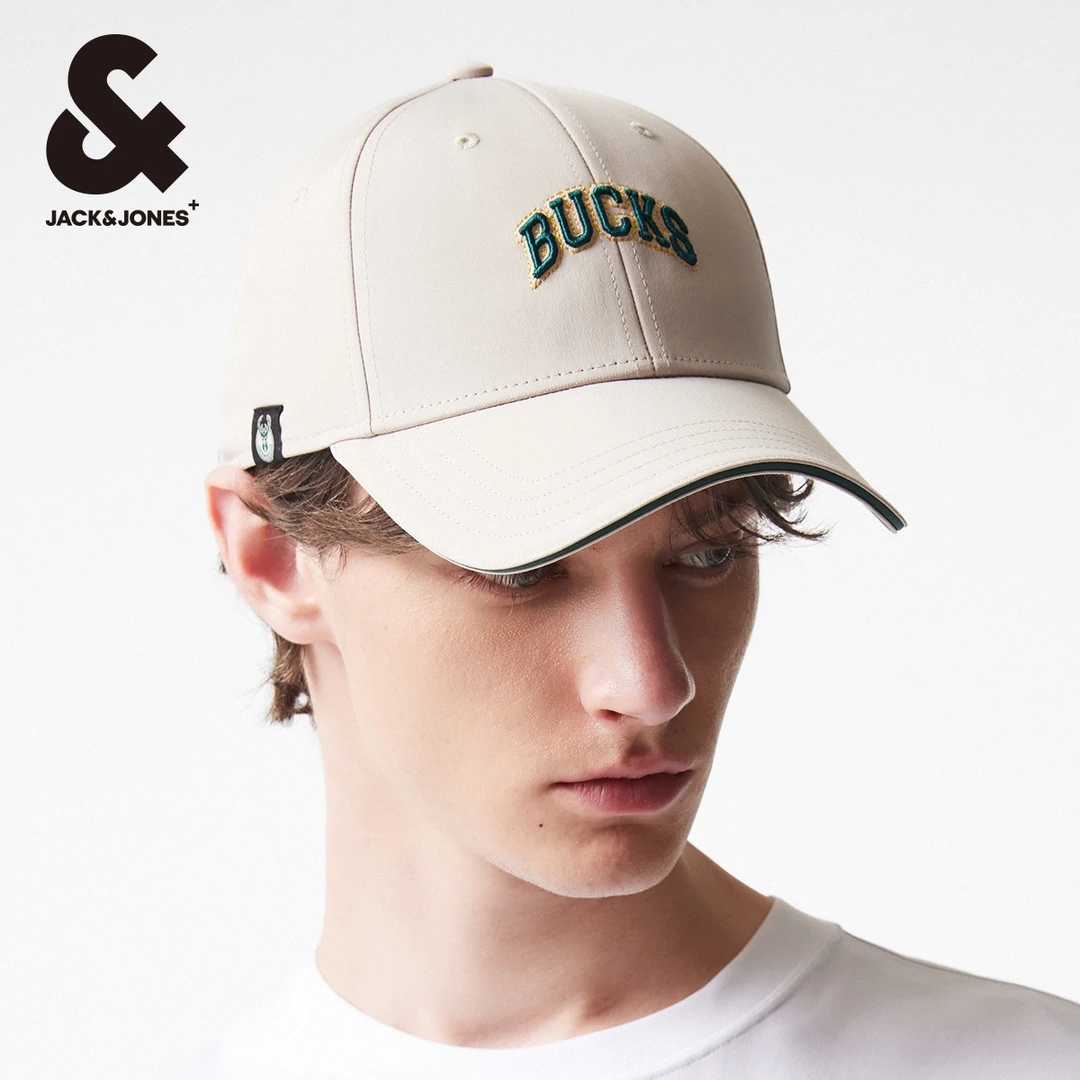 杰克琼斯夏季新品男士NBA联名雄鹿队字母刺绣可调节帽围棒球帽男