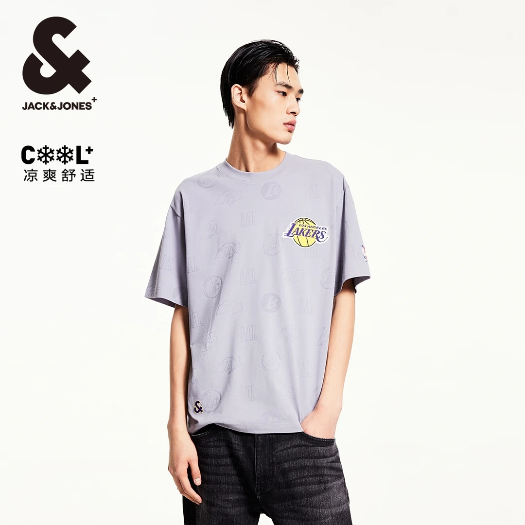 【凉感商场同款】杰克琼斯夏季男士短袖T恤NBA联名款湖人队潮流男装