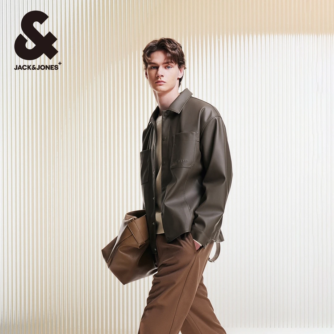 杰克琼斯秋季新款男士PU夹克外套舒适质感轻奢商务休闲高级感男装