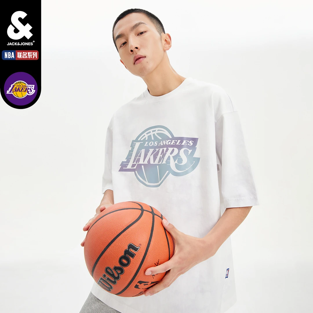 杰克琼斯NBA联名湖人队夏季新款时尚百搭潮短袖T恤半袖衫上衣男装